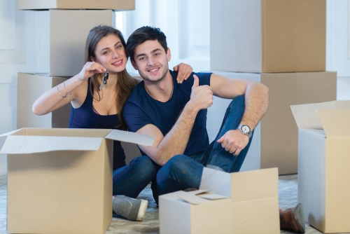 Boxes and furniture being prepared for transparent self storage pricing in Earlscourt