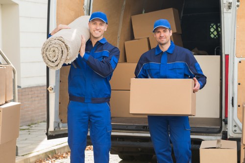 Customer safely entering a self storage facility with boxes